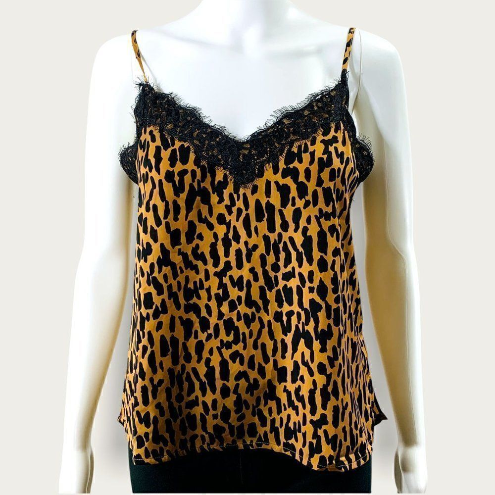 BP Leopard Print Satin Lace Camisole Brown XS NWT - Picture 2 of 7